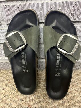 Birkenstock Madrid Suede Slide Sandals in Olive Green Women’s 40